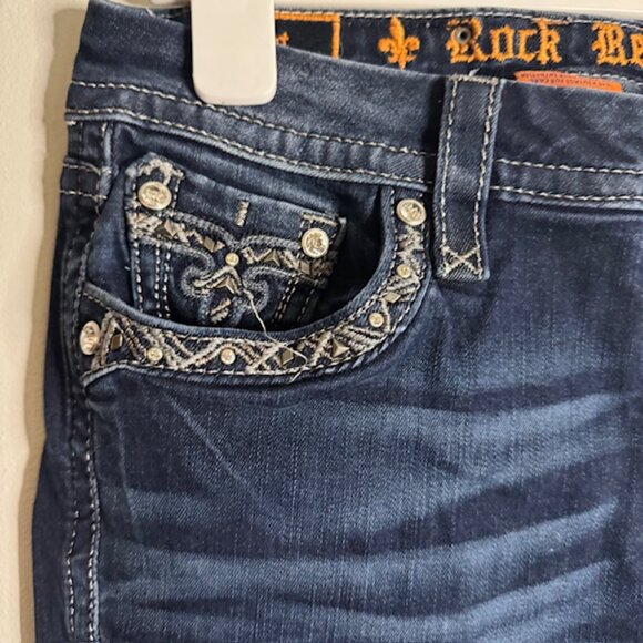 Rock Revival Women's Jazlyn Boot Cut Jeans Embroidered Rhinestones Size 29 - Picture 3 of 7